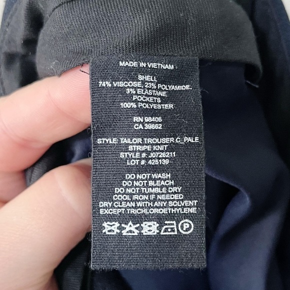 Theory Tailor Trouser C Cropped Dress Pant Pale Stripe Knit Navy Blue Size 00 - Picture 13 of 13